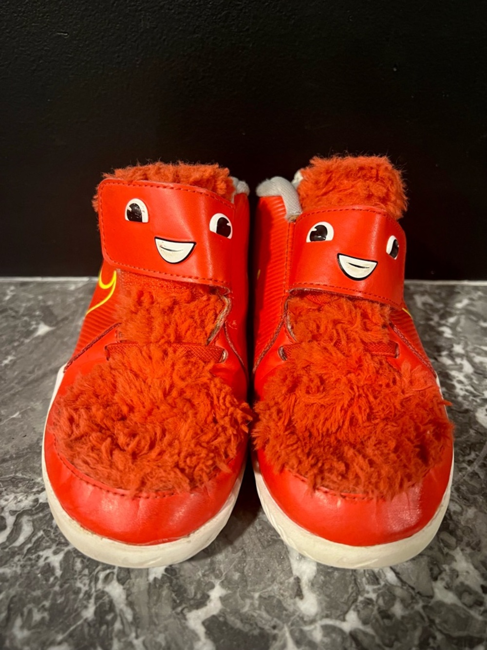 Nike Kids Orange and White Fuzzy-Lined Sneakers